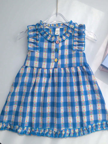 Girls' Plaid Dress, New Summer Fashion Korean Style Kid Cute Princess Dress