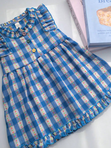 Girls' Plaid Dress, New Summer Fashion Korean Style Kid Cute Princess Dress