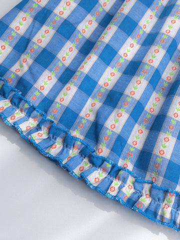 Girls' Plaid Dress, New Summer Fashion Korean Style Kid Cute Princess Dress