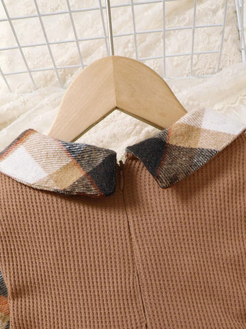 Girls' Plaid Long Sleeve Dress, Fashionable, Casual And Comfortable For Spring And Autumn Everyday Wear