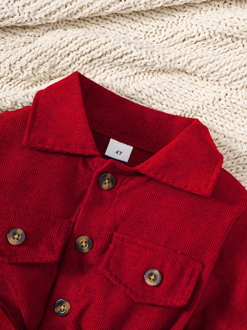 Girls Plain Single-Breasted Collared Shirt Dress, Fashion Formal Outfit Suitable For Spring, Summer, Autumn And Winter