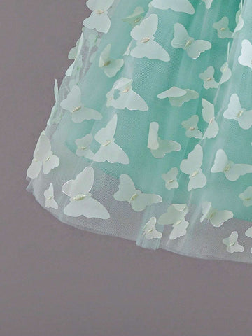 Girls Princess Bowknot Party Dress, Flower Girl Formal Gown, Casual Solid Color Sleeveless Dress