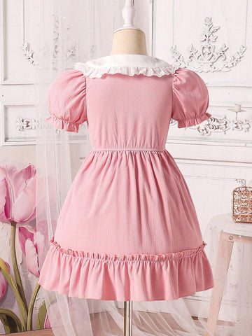 Girls Princess Style Dress With Bag, Girly Pink Color. The Pink Princess-Style Dress