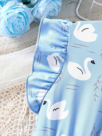 Girls' Printed Casual Summer Dress For Toddler Baby Girls