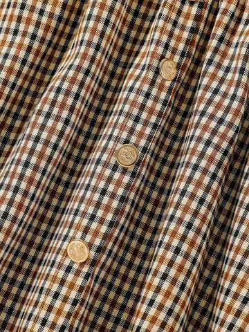 Girls Ribbed Knit Long Sleeve Top & Plaid Hem Dress 2pcs Outfit With Hat, Casual Elegant Autumn Winter