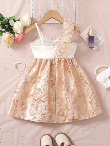 Girls' Ruffle  High-Low Ruffle Hem Dress, Perfect For Wedding Season, , Resort Vacation, Spring And Summer