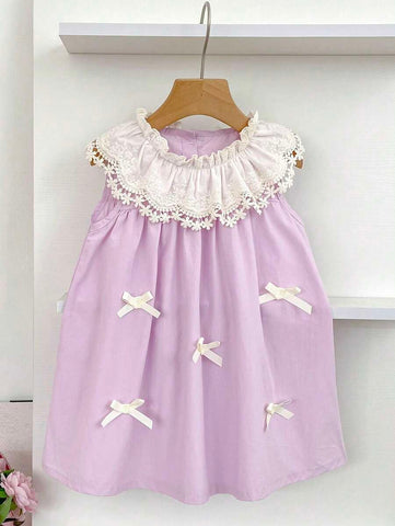 Girls' Ruffled Neck Sleeveless Sweet Princess Dress, New Design For Toddlers