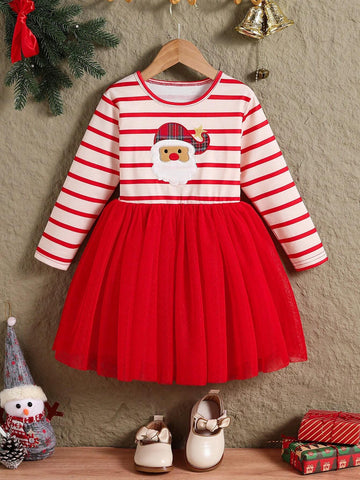 Girls Santa Dress, Christmas Atmosphere Dress, New Year Dress,