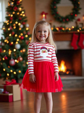 Girls Santa Dress, Christmas Atmosphere Dress, New Year Dress,