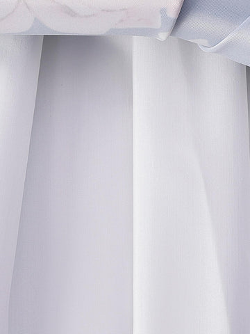 Girls' Satin Flower Pattern Decorated Dress, Elegant And Formal Dress With Gift Bag, Random Cutting Of Fabric Flowers