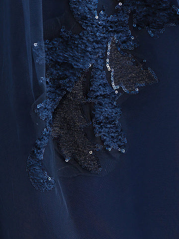 Girls Sequin Long Tulle Puffy Formal Dress