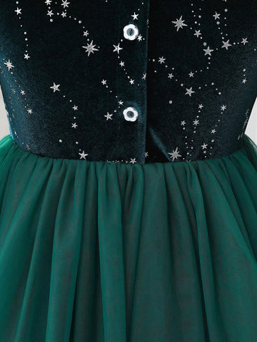 Girls' Sequin Mesh Princess Dress, Autumn Winter Children Tulle Puffy Party Dresses, Young Girl Elegant Formal Dresses