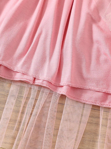 Girls Sequins Spaghetti Strap Layered Net Tulle Princess Cake Dress, Flower Girl Formal Dress