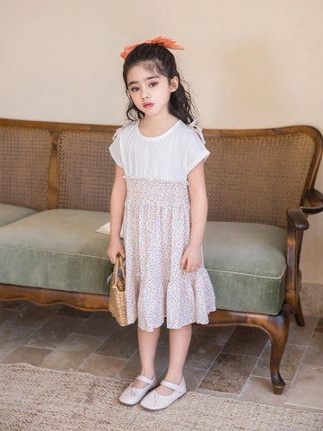 Girls" Shoulder-Strap Thin Casual Dress, Spring/Summer