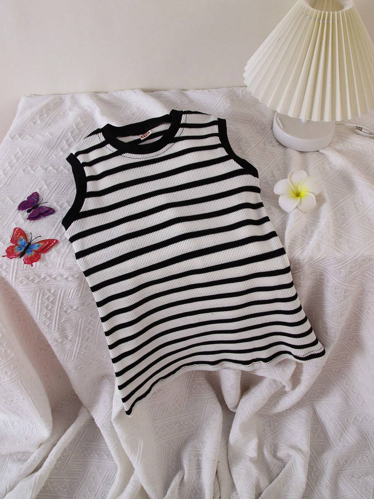 Girls" Sleeveless Striped Dress Children Summer Soft, Breathable And Stretchy Sleeveless Dress