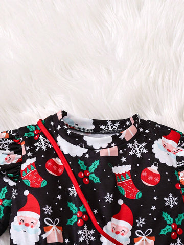 Girls (Small) Round Neck Short Sleeve All-Over Print Ruched Casual Dress