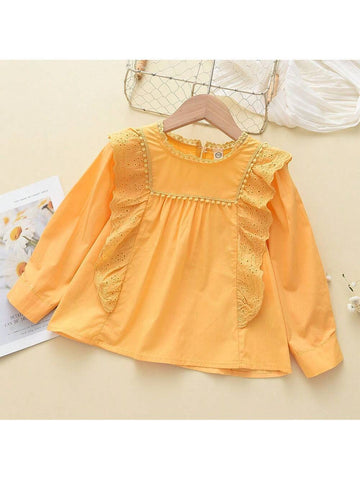 Girls' Solid Color Chiffon Long Sleeve Cover Up