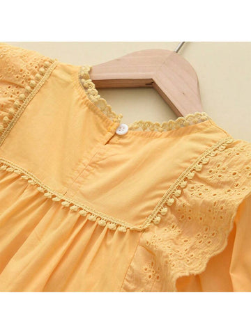 Girls' Solid Color Chiffon Long Sleeve Cover Up