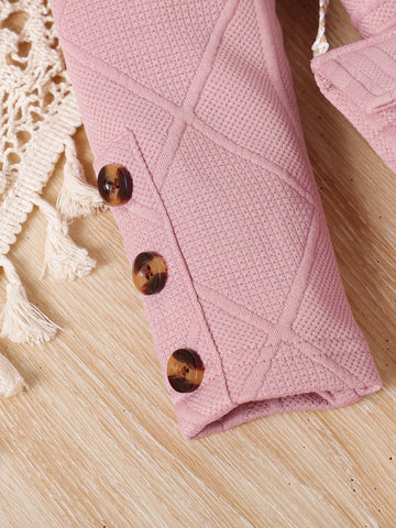 Girls' Solid Color Long Sleeve Straight Dress With Flare Sleeves, Waist Belt And Bag, Trendy, Spring & Autumn