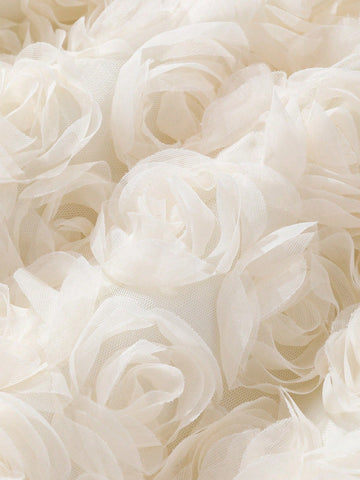 Girls' Solid Color Ruffled With Cap Sleeve Floral Patchwork Elegant Summer Dress