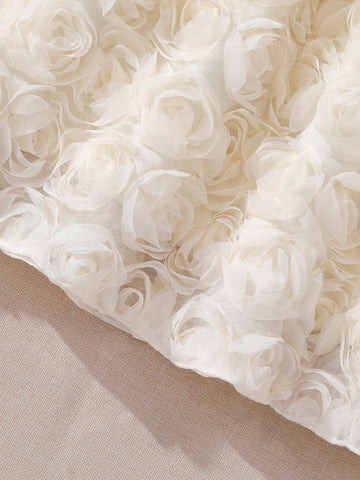 Girls' Solid Color Ruffled With Cap Sleeve Floral Patchwork Elegant Summer Dress