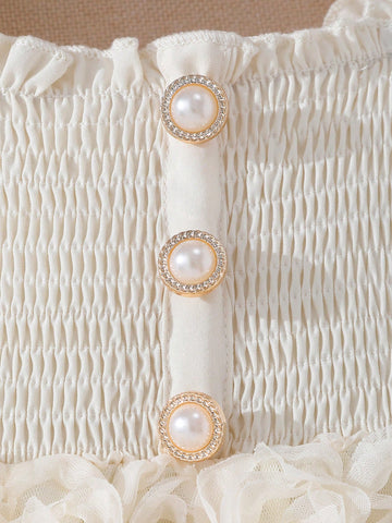 Girls' Solid Color Ruffled With Cap Sleeve Floral Patchwork Elegant Summer Dress