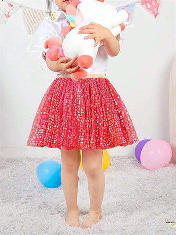 Girls Sparkly Sequin Mini Skirt, New Young Girl Stylish Dance Tulle Skirt