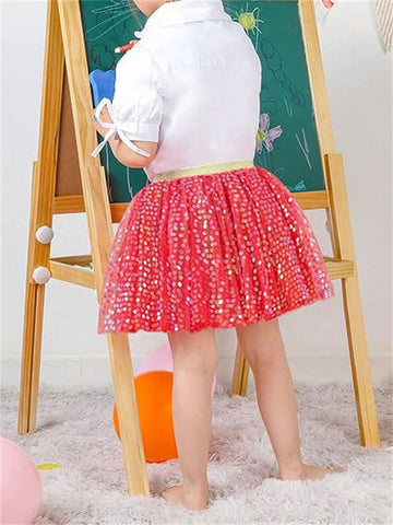 Girls Sparkly Sequin Mini Skirt, New Young Girl Stylish Dance Tulle Skirt