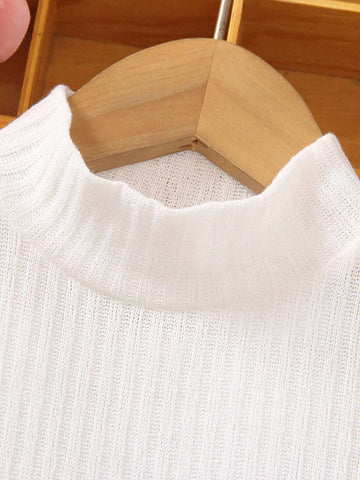 Girls Spring/Autumn Casual Colorblock Half Turtleneck Long Sleeve Dress, Little Girl