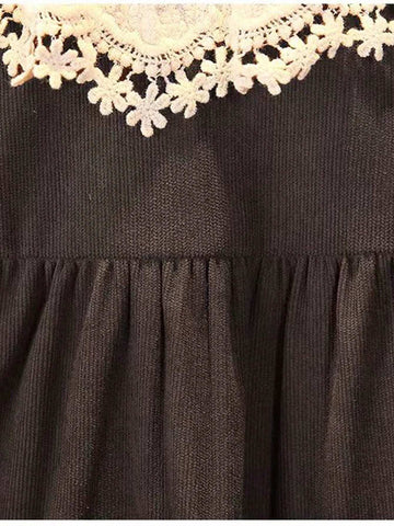 Girls Spring/Autumn Corduroy Lace Collar Knee-Length Dress, Mori Girl Style