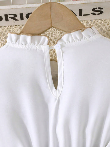 Girls Spring/Autumn Flounced Long Sleeve Fashionable Pleated Elegant Dress