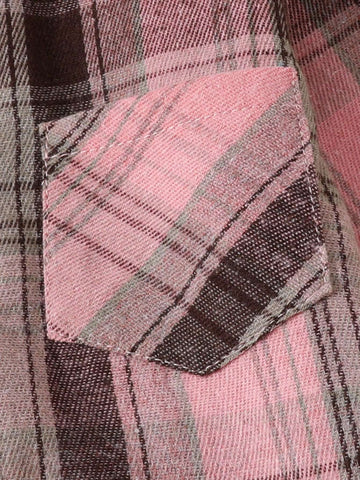 Girls' Spring Autumn Korean Style Fashionable Plaid Collared Shirt Outerwear