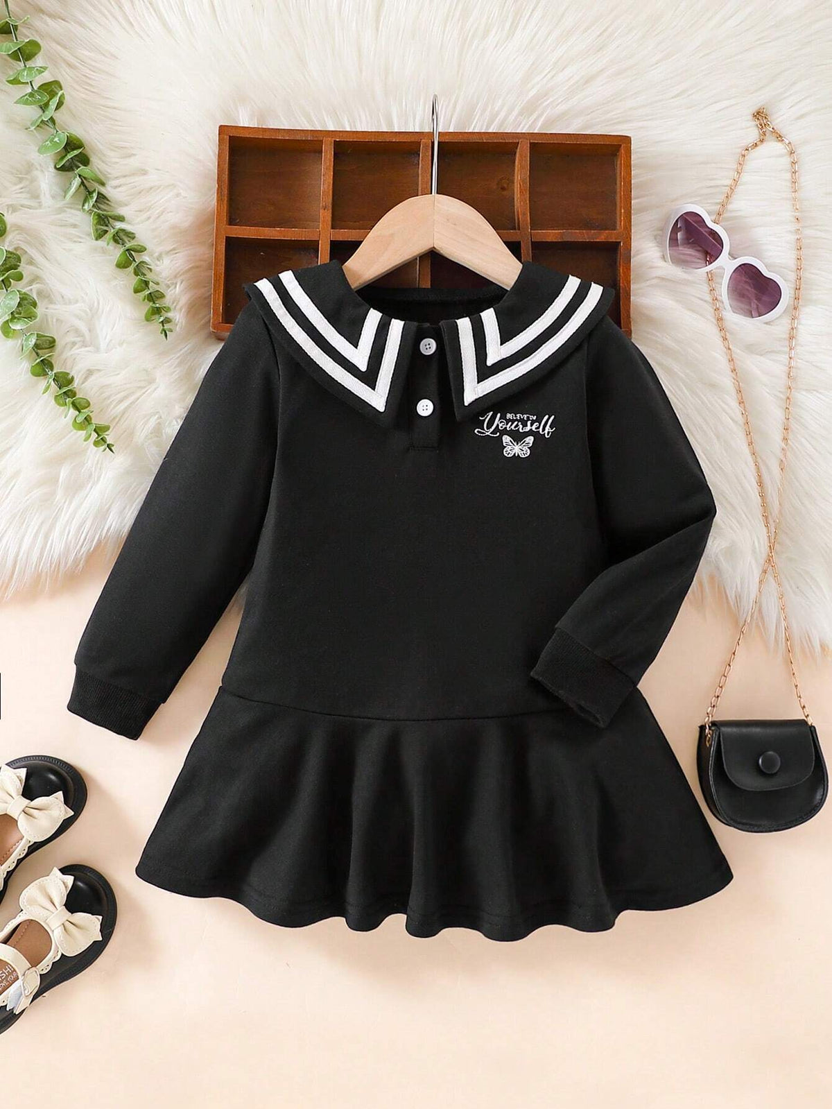 Girls Spring Autumn Long Sleeve Embroidered Casual Dress