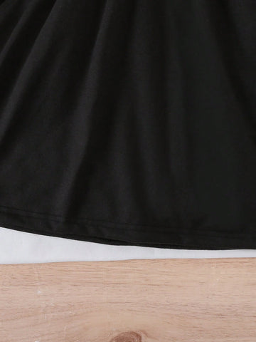 Girls Spring & Autumn Midi Dress, Casual College Style Cinched Waist Solid Color Polo Collar Dress For Toddler & Young Girl