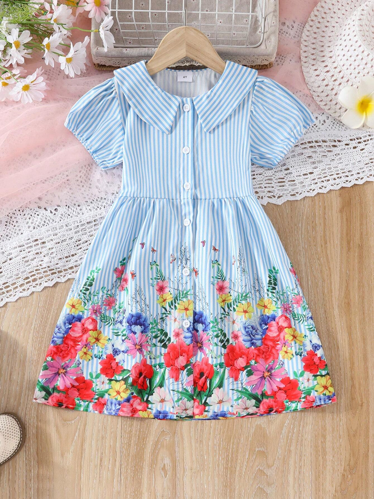 Girls' Striped Dress, Summer New Trendy Children's Clothing For Girls