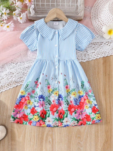 Girls' Striped Dress, Summer New Trendy Children's Clothing For Girls