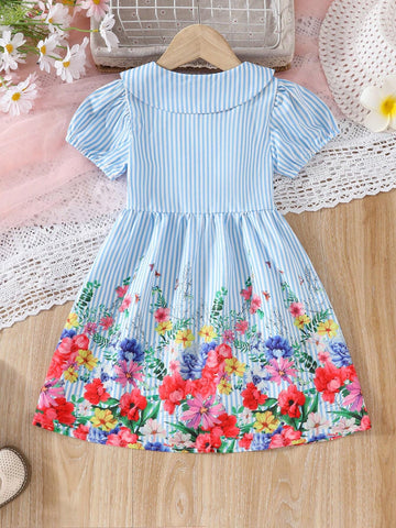 Girls' Striped Dress, Summer New Trendy Children's Clothing For Girls