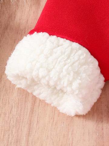 Girls' Stylish Elegant Burgundy Velvet Sleeveless Dress With Ruffle Heart-Shaped Playful 3D Pattern