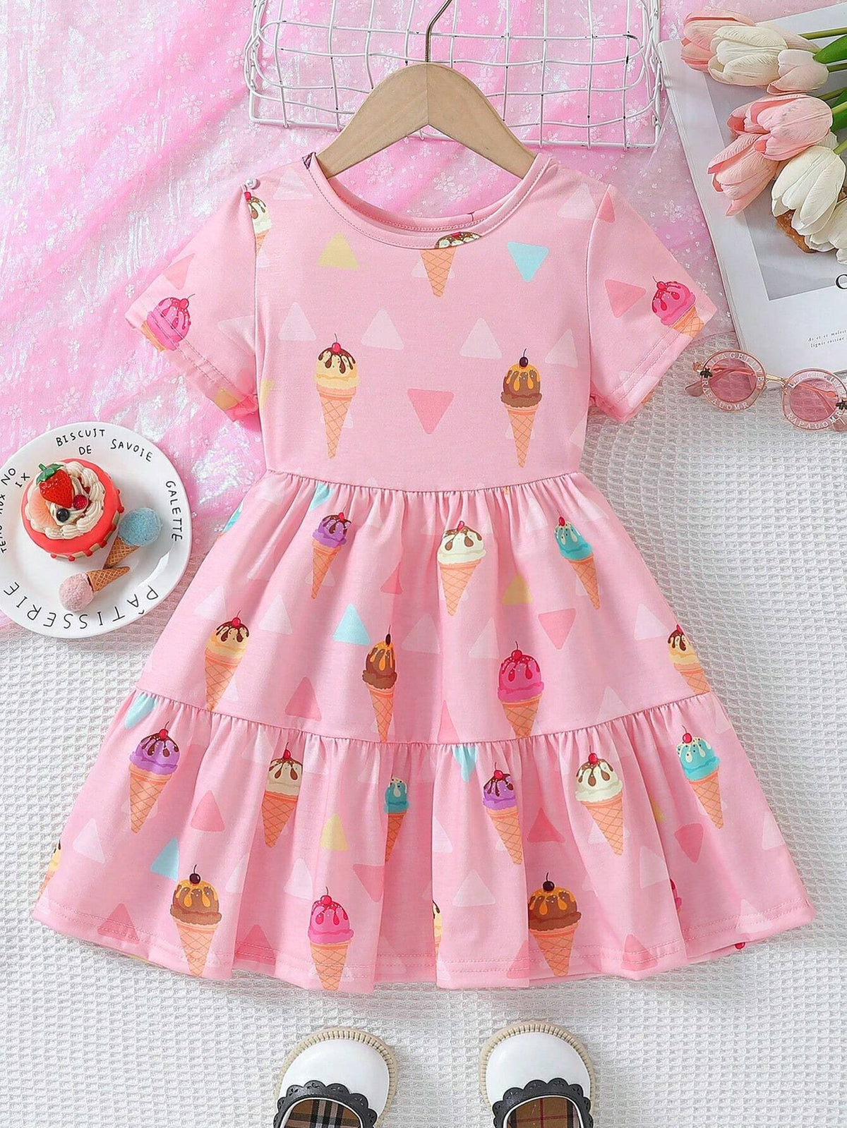 Girls" Summer Cartoon Fun Cute Casual Dress