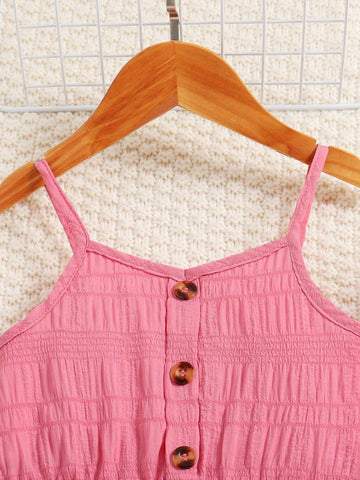 Girls' Summer Casual Outdoor Solid Color Knit Jacquard Dress. Available In Knee-Length Comfortable Summer Wear.