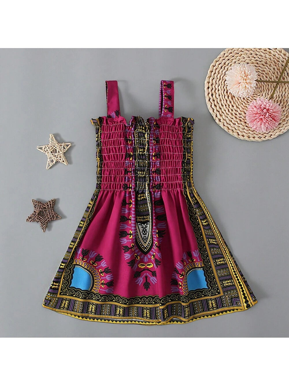 Girls Summer Children's Sleeveless Bohemian Style Tube Top Ruffle Dress