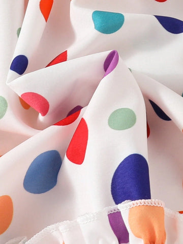 Girls' Summer Dress, Short Sleeve Ditsy Floral Pleated Bubble Hem Dress For Little Girls