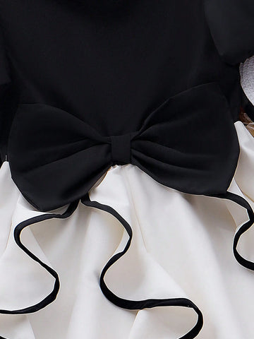 Girls Summer Fashion Elegant Puffy Sleeve Ruffled Cinched Waist Formal Princess Dress