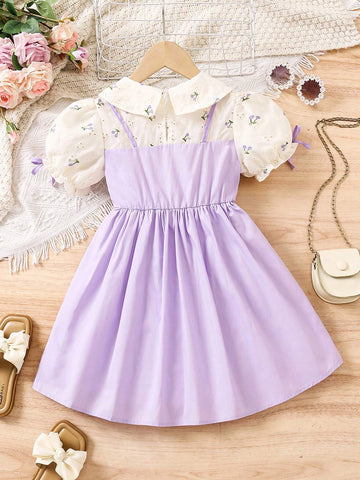 Girls' Summer Fashion Pure Cotton Patchwork Embroidered Printed Sleeveless Dress In Comfortable Cotton Fabric