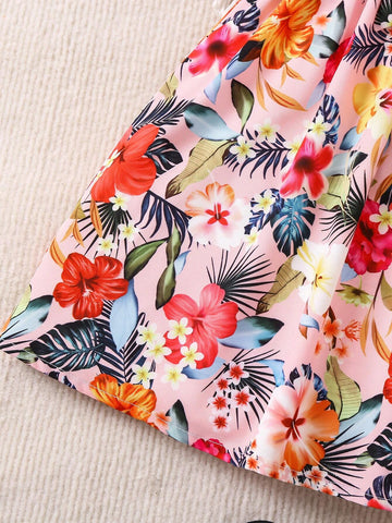 Girls' Summer Fashionable Digital Printed Halter Neck Dress