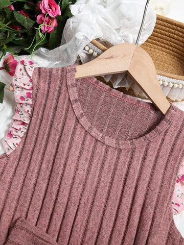 Girls Summer Fashionable Elegant Ruffle Bow Decor Dress