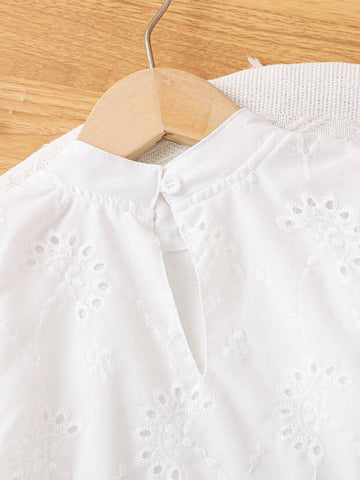 Girls' Summer Fashionable Top & Denim Shorts 2pcs Set, Sweet And Casual Outfit