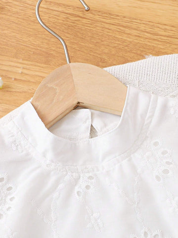 Girls' Summer Fashionable Top & Denim Shorts 2pcs Set, Sweet And Casual Outfit