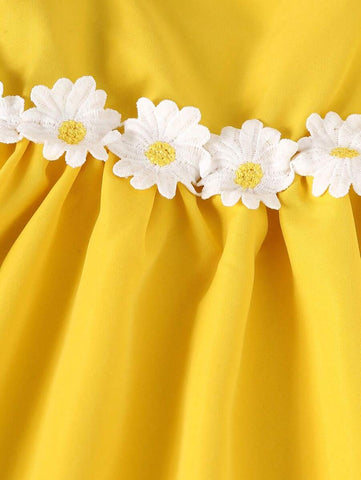 Girls Summer Floral Ruffle Strap Sleeveless Dress
