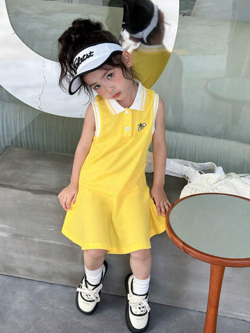 Girls' Summer New Polo Sleeveless Short Dress